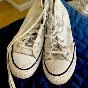 White Converse Platform High Tops 2